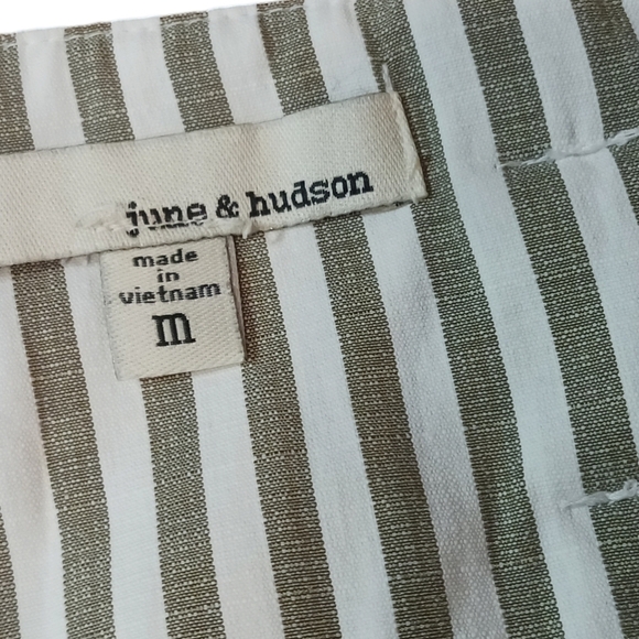 June & Hudson Striped Cropped Beachy Pants Ladies Medium Lightweight Back Zip - Picture 3 of 5